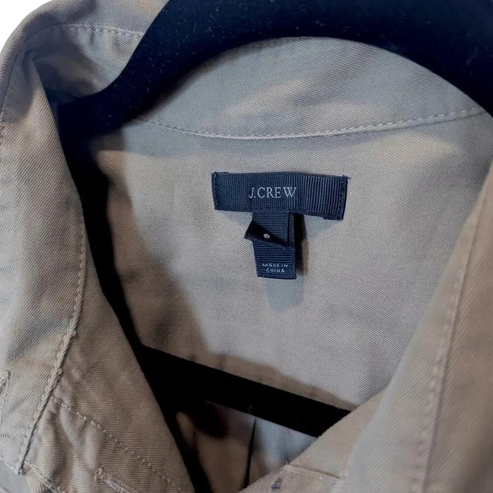 J. Crew Khaki Fatigue Military Button Down Sz 8